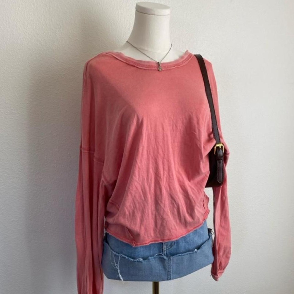 Free People Movement Moon Rising Cotton Twist Front Faded Cropped Pink